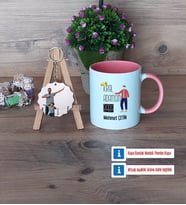 Babalar Günü Hediyesi Kupa Bardak Beyaz ve Fotoğraflı Ahşap Anahtarlık Hediye Babaya Doğum Günü Hediyesi (Model 6)