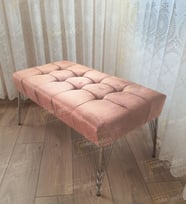 Modern Dilim Puf Ayakucu Puf Gümüş Metal Ayak (100*45) (Vizon)