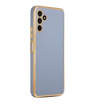 Samsung Galaxy A04S Kılıf Kenarları Gold Kamera Korumalı Renkli Pastel Silikon Siyah BARK (Mavi)