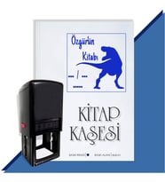 Kişiye Özel  Dinazor Silüeti 4 Tarihli Kitap Kaşesi (Mavi)