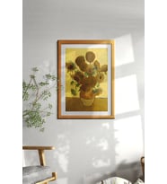 Ahşap Çerçeveli Tablo Çerçeveli Ahşap Dekor Tablo Seti Dekoratif Tablo Van Gogh Ay Çiçeği Tablo ÖZC-428 (Natural)