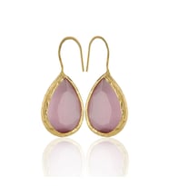 Kadir Jewellery 22 Ayar Altın Kaplama Damla Taşlı Küpe -El İşçiliği Ve Hipoalerjenik Küpe (Pembe)