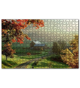 Cakapuzzle Sonbaharda Hala Yeşil Çayırlar Uzaktaki Ev Puzzle Yapboz MDF (Ahşap) (1000 Parça)