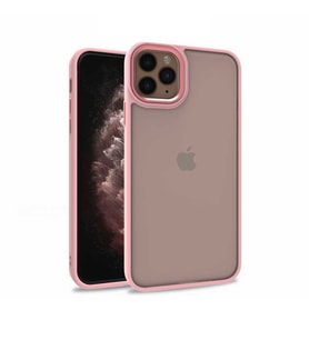 Uyumlu Model Apple iPhone 11 Pro Max Kılıf Kamera Nikelaj Kenar Renkli Kapak (Rose)
