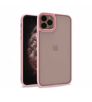 Uyumlu Model Apple iPhone 11 Pro Max Kılıf Kamera Nikelaj Kenar Renkli Kapak (Rose)
