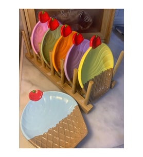 1 Adet  Epoksi Vernikli Beton Dekoratif Cupcake Sunum Tabağı (Mavi)
