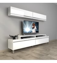 Decoraktiv Ekoflex 5 Mdf Krom Ayaklı Tv Ünitesi Tv Sehpası (Beyaz)