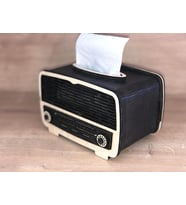 Ahşap Nostaji Radyo Peçetelik (Siyah)