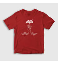 Presmono Unisex Çocuk Beyaz Snap Arctic Monkeys T-Shirt 14992tt (Kırmızı)