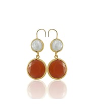 Kadir Jewellery 22 Ayar Altın Kaplama Kadın İnci Küpe -El İşçiliği Ve Hipoalerjenik Küpe (Kırmızı)