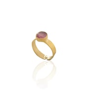 Kadir Jewellery 22 Ayar Altın Kaplama Zirkon Taşlı Kadın Minimal Yüzük (Pembe)
