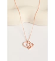 Elika Silver Kadın 925 Ayar Gümüş İçiçe Kalpler Kolye (Rose)