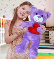 50 cm Kalpli Peluş  Sevimli Ayıcık (Lila)