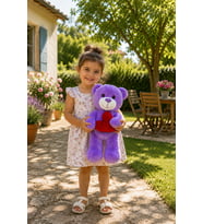 50 cm Kalpli Peluş  Sevimli Ayıcık (Lila)