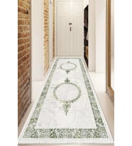 Dijital Baskılı Kaymaz Taban Yıkanabilir Modern Yolluk Ve Koridor Halısı NDU-HT-503 (Yeşil)