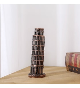 Winter House Metal Pisa Kulesi Heykeli – Vintage İtalyan Dekoru (Bakır)