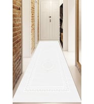 Dijital Baskılı Kaymaz Taban Yıkanabilir Modern Yolluk Ve Koridor Halısı NDU-HS-339 (Beyaz)