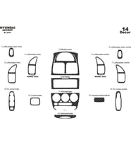 Meriç® Hyundai Accent Ön Torpido Kaplama Maun 14 Parça 2001-2005 (Karbon)