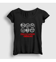 Presmono Kadın Beyaz Masks V3 Hollywood Undead T-Shirt 150038tt (Siyah)