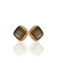Kadir Jewellery 22 Ayar Altın Kaplama Kadın Minimal Küpe -El İşçiliği Ve Hipoalerjenik Küpe (Kahverengi)