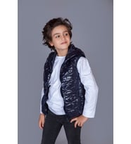 Toontoy Erkek Çocuk Kapşonlu Parlak Yelek (Lacivert)