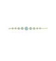 Kadir Jewellery 22 Ayar Altın Kaplama Zirkon Taşlı Ayarlanabilir Zincir Bileklik (Açık Mavi)