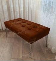Modern Dilim Puf Ayakucu Puf Gold Metal Ayak (90*45) (Kahverengi)