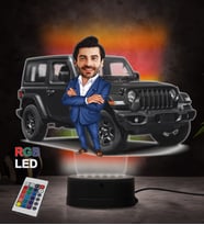 Doğum Günü Hediyesi,Sevgiliye Hediye, Kişiye Özel Fotoğraflı Jip Tasarım Karikatür 3D Led Lamba (RGB)