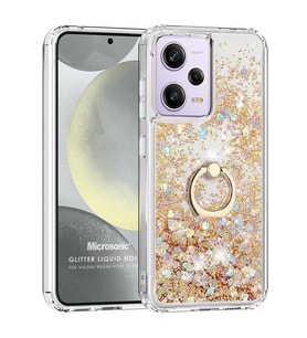 Microsonic Xiaomi Redmi Note 12 Pro Plus 5G Kılıf Glitter Liquid Holder Pembe (Gold)