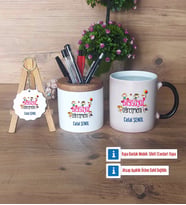 Bilgisayar Öğretmeni Hediye Sepeti Kalemlik, Kupa Bardak Sihirli, Ahşap Anahtarlık Hediye (Model 1)