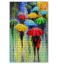 Cakapuzzle Yağmurda Renkli Şemsiyeli İnsanlar Puzzle Yapboz MDF (Ahşap) (255 Parça)