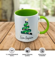 Yılbaşı Temalı Kişiye Özel İsim ve Fotoğraf Baskılı Kupa Bardak No:021 (Yeşil)