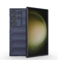 Galaxy S24 Ultra Kılıf Esnek TPU Oyuklu Arka Yüzey Tasarımlı Etnik Silikon Kılıf (Lacivert)