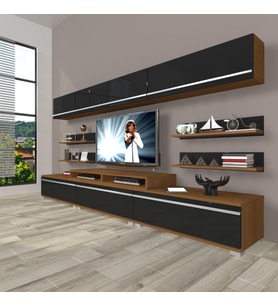 Decoraktiv Ekoflex 8y Mdf Tv Ünitesi Tv Sehpası (Siyah - Ceviz)