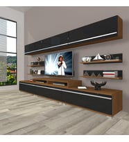 Decoraktiv Ekoflex 8y Mdf Tv Ünitesi Tv Sehpası (Siyah - Ceviz)