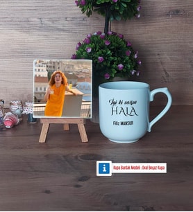 Halaya Hediye Fotoğraflı Dekoratif Taş, Kupa Bardak Beyaz Hediye (Model 5)
