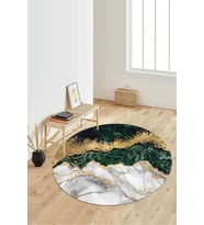 Dijital Baskılı Kaymaz Taban Yıkanabilir Yuvarlak Salon Halısı Koridor Halısı Paspas NDY-HT-316 (Yeşil)
