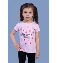 Toontoy Kız Çocuk Kalp Baskılı Tişört (Açık Pembe)