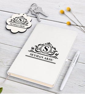 BK Gift Kişiye Özel İsimli Siyah Defter Kalem Ve Anahtarlık Hediye Seti-12 (Model 2)