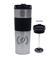 İsme Özel Premium French Press Çelik Termos 450 ML M1 (Krom)