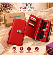HKY Çok Kullanışlı İsme Özel Kadın Cüzdan (Kırmızı)