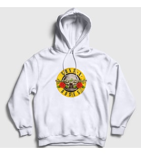 Presmono Unisex Gri Logo Guns N' Roses Kapüşonlu Sweatshirt 58543tt (Beyaz)