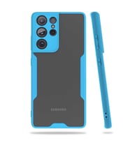 Galaxy S21 Ultra Kılıf Zore Parfe Kenarları Pastel Renk Silikon (Mavi)