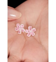 Elika Silver 925 Ayar Gümüş Kamelya Çiçeği Model Küpe (Pembe)