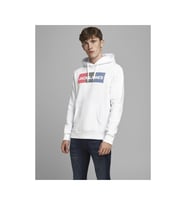 Jack & Jones Logolu Erkek Kapüşonlu Sweatshirt - 12152840 (Beyaz)
