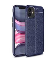 Uyumlu Model Apple iPhone 12 Mini Kılıf Deri Tarzı Niss Silikon Case (Lacivert)
