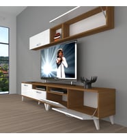 Decoraktiv Eko 5200 Slm Retro Tv Ünitesi Tv Sehpası (Beyaz - Kahverengi)
