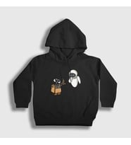 Presmono Unisex Çocuk Beyaz Gift Wall E Eve Kapüşonlu Sweatshirt 427541tt (Siyah)
