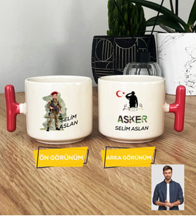 Kişiye Özel Karikatürlü Asker T Kupa Bardak Askere Hediye Asker Sevgiliye Hediye (Pembe)
