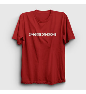Presmono Unisex Sarı Logo Imagine Dragons T-Shirt 81693tt (Kırmızı)